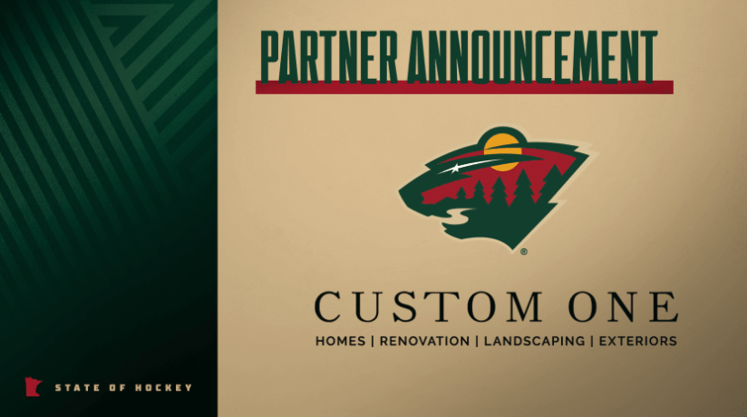 poster of partnership announcement between custom one and Minnesota wild